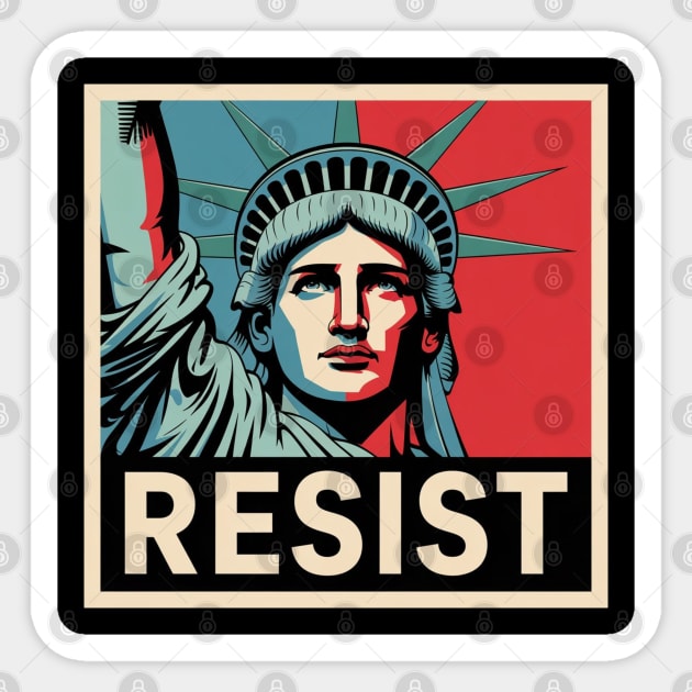 Retro Vintage Resist Statue of Liberty Sticker by Creatifly Graphic Tees